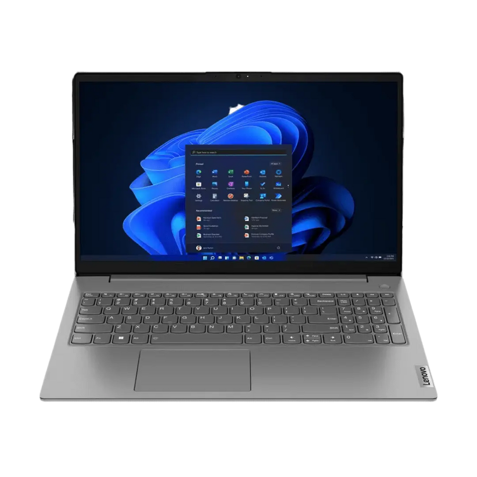 Lenovo V15 G3 laptop displaying Windows 11 Pro interface with Intel i5 processor and 8GB RAM.