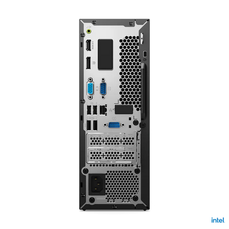 the back of a computer tower, including the CPU, GPU, and various ports and connections.
