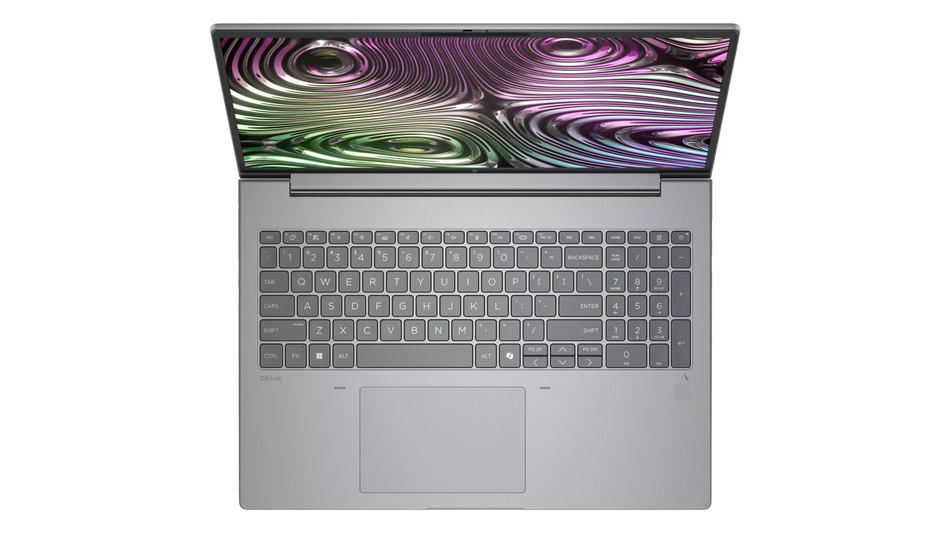 an open laptop with a large, colorful display screen.