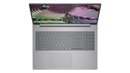 an open laptop with a large, colorful display screen.