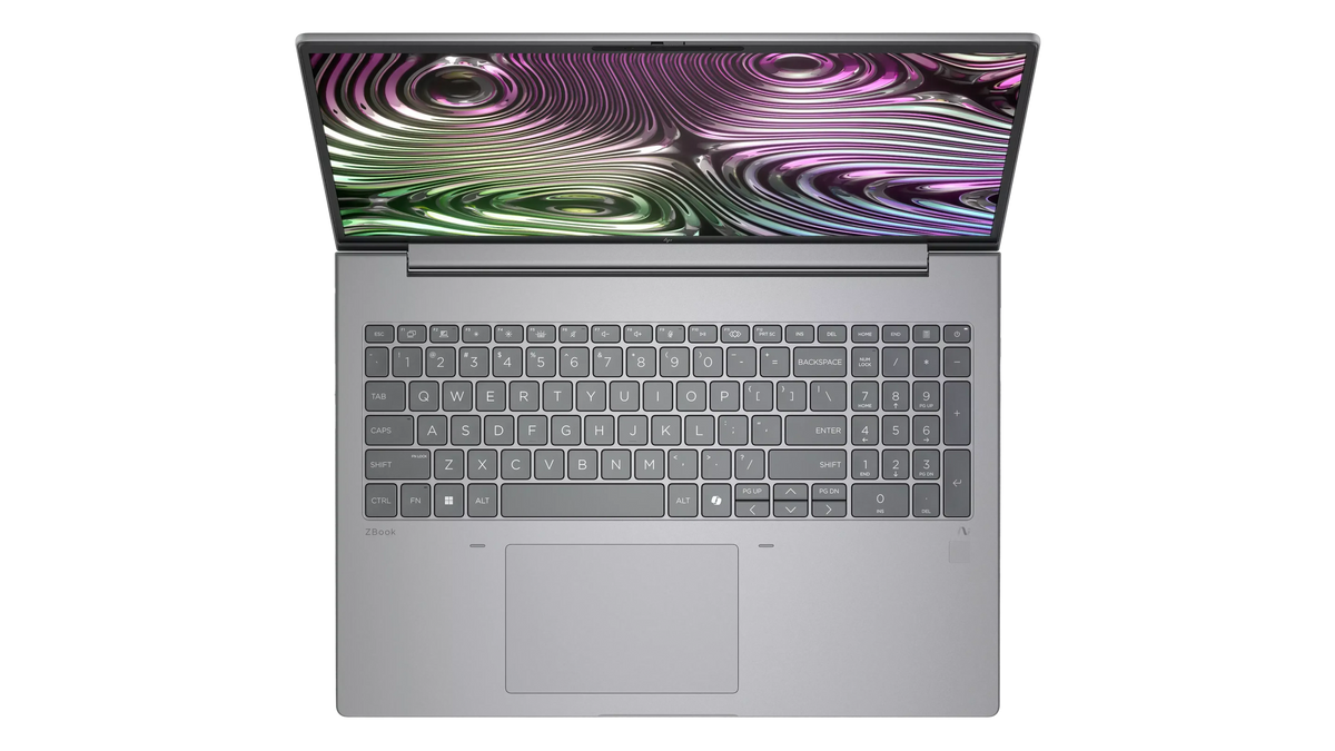 an open laptop with a large, colorful display screen.