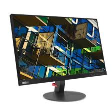 a computer monitor with a colorful, abstract image displayed on its screen.