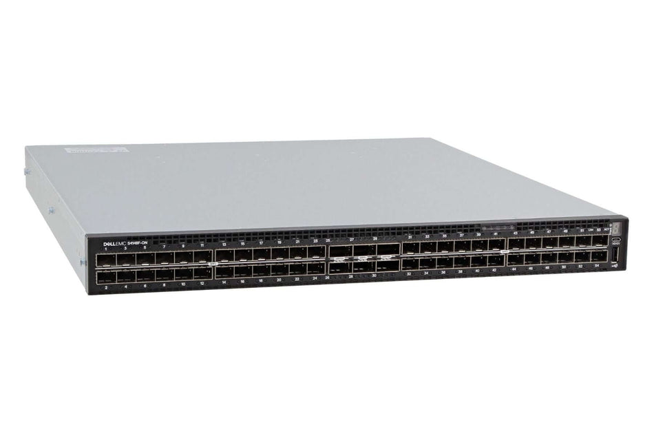 Dell S4148F-ON 48P 10GbE SFP+ network switch front view with ports.
