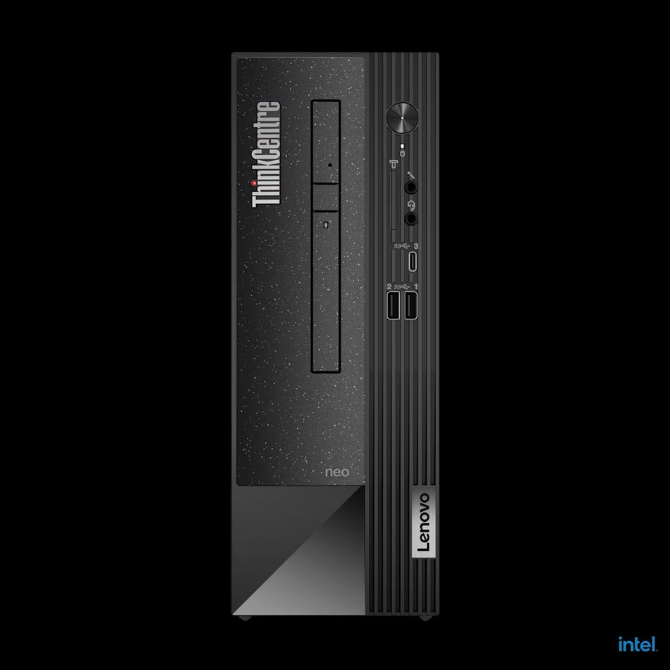 a sleek and modern-looking laptop computer with a black and silver color scheme. The laptop has a minimalist design with a focus on the central screen and buttons. The brand name "ThinkCentre" is prominently displayed on the front of the laptop, and the word "neso" is visible on the bottom right corner. The laptop appears to be a high-end model from the Lenovo brand, as indicated by the "Lenovo" logo on the bottom right corner.