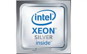 Intel Xeon Silver processor logo on a metallic background, showcasing high performance computing technology.