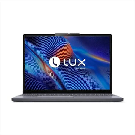 a laptop with a vibrant, abstract wallpaper on its screen.