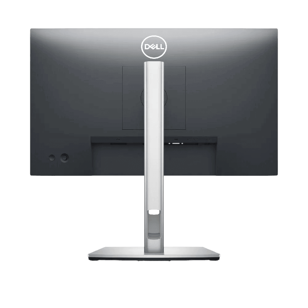 Back view of Dell 21.5" Full HD monitor P2222H with ergonomic stand and sleek design.