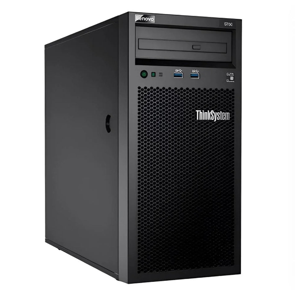 a black Lenovo ThinkSystem server with a Dell graphics card.