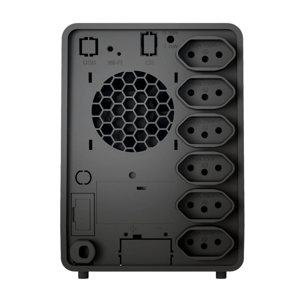 Back view of Nobreak SMS LITE 600V Bivolt with USB, Wi-Fi, and multiple power outlets.
