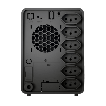 Back view of Nobreak SMS LITE 600V Bivolt with USB, Wi-Fi, and multiple power outlets.