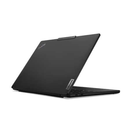 a black laptop computer on a black background