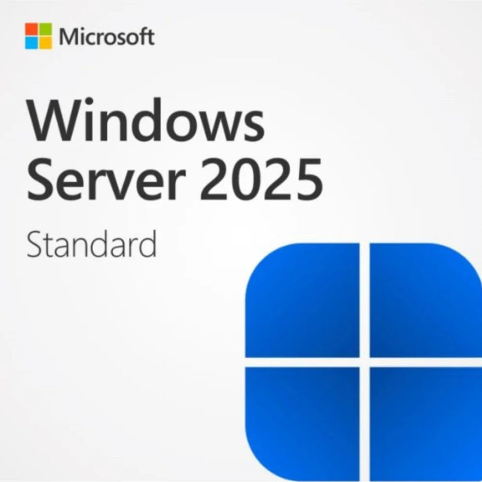 The image is a Microsoft Windows Server 2025 Standard package, featuring the Microsoft logo and the Windows logo.