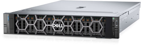 a Dell server rack with multiple racks and servers, all of which are black and silver in color. The Dell logo is prominently displayed on the front of the server rack.
