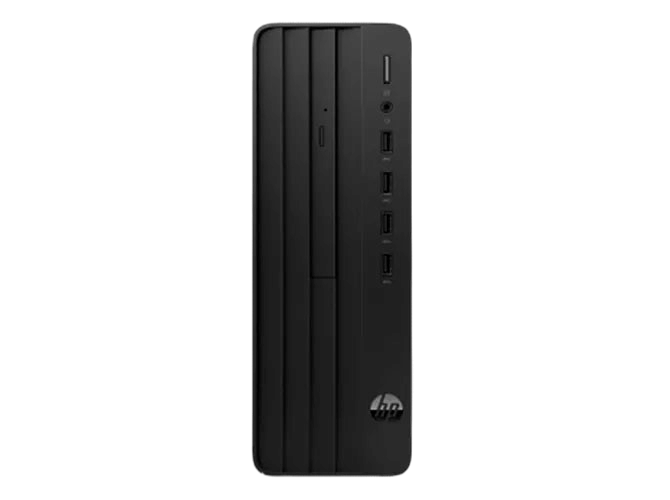 HP HPCM 280 G9 SFF desktop showing front view with multiple USB ports.