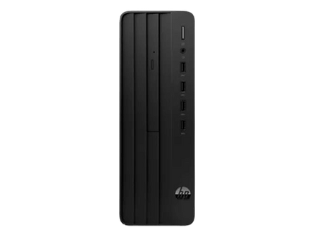 HP HPCM 280 G9 SFF desktop showing front view with multiple USB ports.