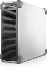 A Dell server tower with a black and gray color scheme.