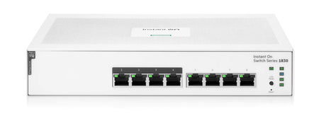 HPE Networking Instant On Switch 8p Gigabit 1430, compact design, ideal for small business networks, plug and play simplicity.