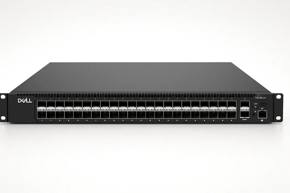 A Dell networking switch with a row of ports on the front panel.