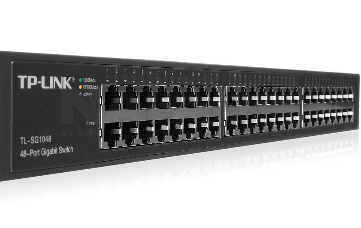 TP-LINK TL-SG1048 48-Port Gigabit Switch with 10/100/1000Mbps support and rack-mountable design.