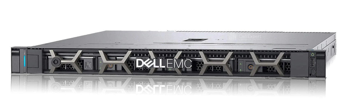 A Dell EMC server rack with a sleek, modern design.
