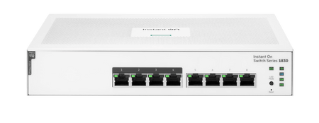 HPE Instant On 1830 Gigabit Switch with 8 ports for small business networking and intelligent management.