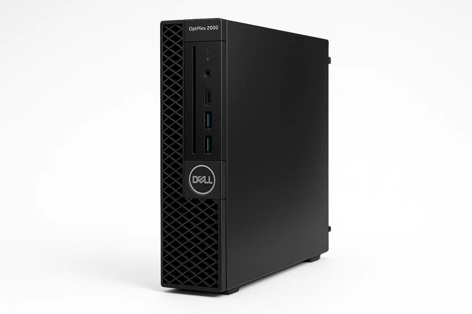 A black Dell OptiPro 2000 desktop computer tower is shown against a white background.