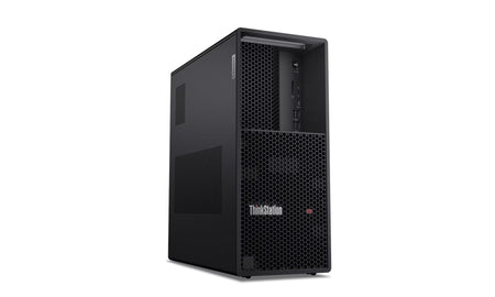 A black ThinkStron computer tower with a mesh pattern on the front.