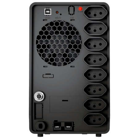Back view of Nobreak SMS Gamer 1500Bi/Bi WiFi with multiple outlets and ventilation system.