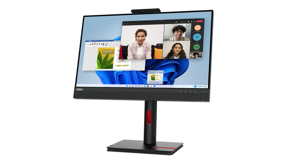 a computer monitor with a group of people on it