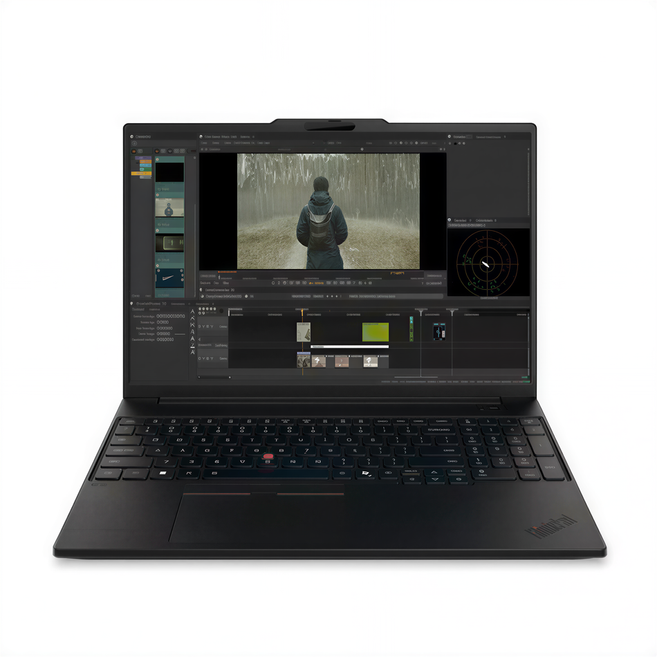 an open laptop computer with a video editing software interface displayed on the screen.