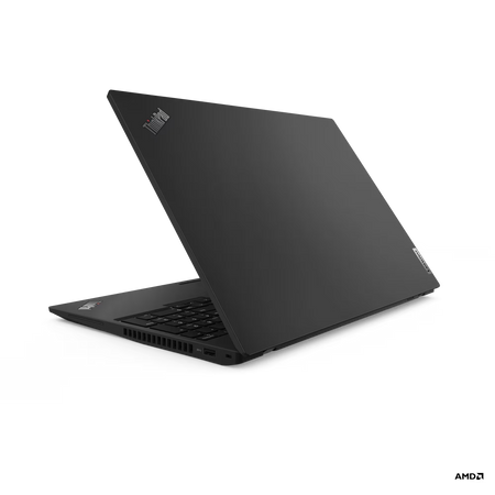 a black laptop computer on a black background