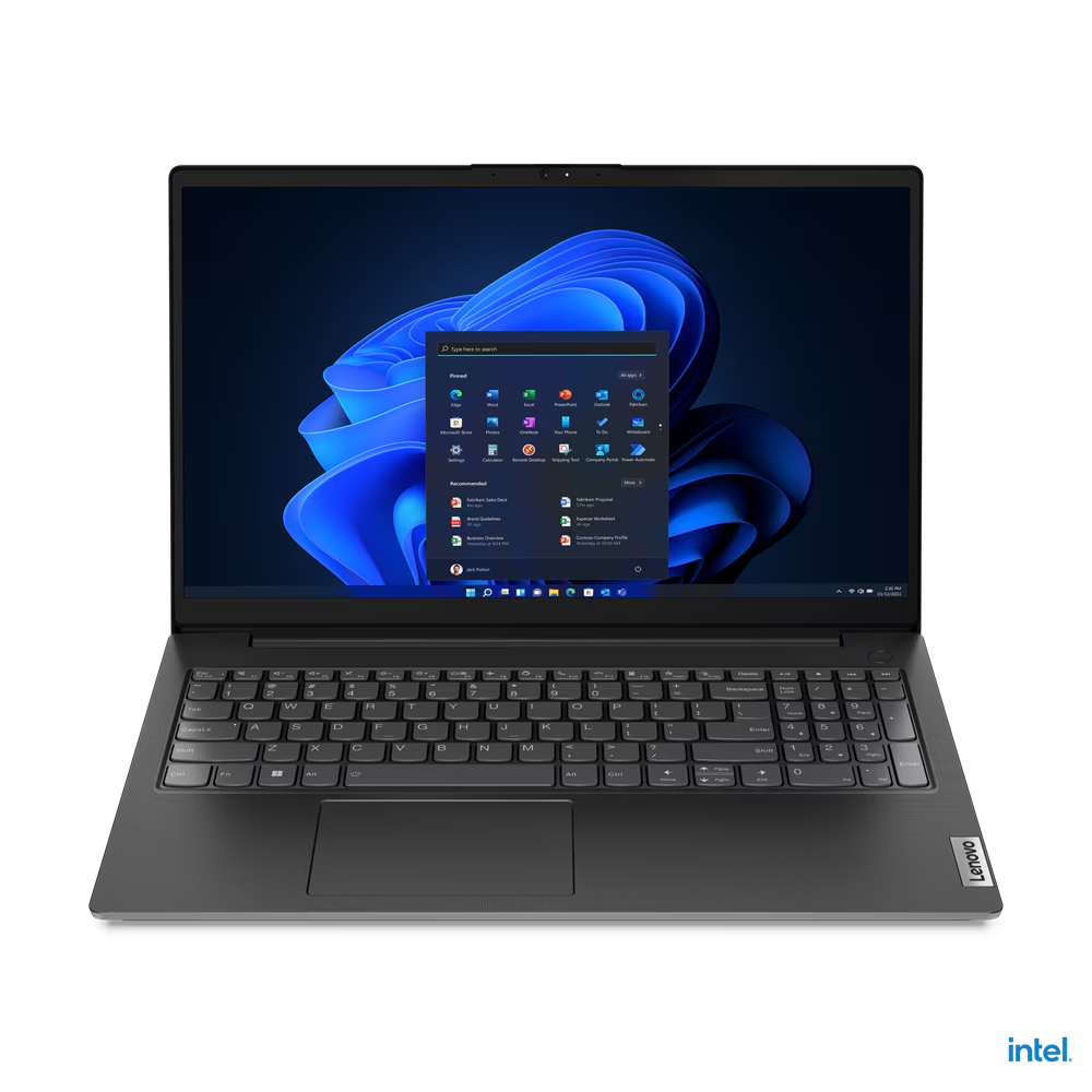 a laptop with a large screen displaying a blue and white interface, likely representing a new operating system or software.