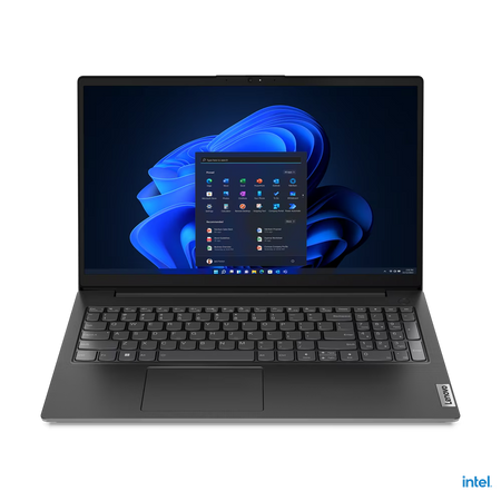 a laptop with a large screen displaying a blue and white interface, likely representing a new operating system or software.