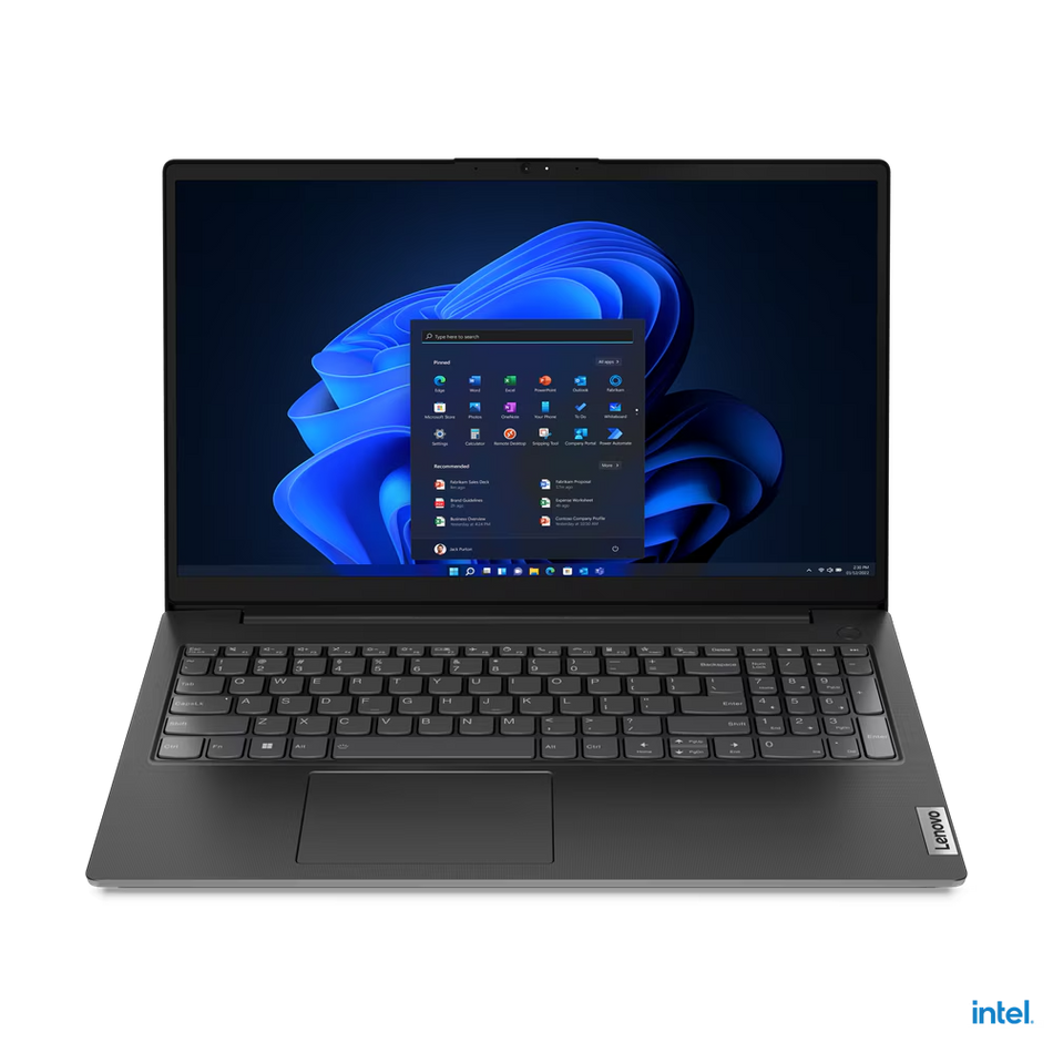 a laptop with a large screen displaying a blue and white interface, likely representing a new operating system or software.