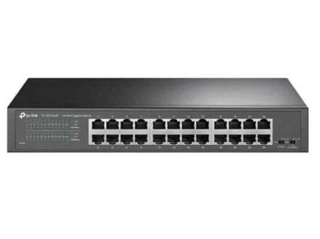 TP-LINK TL-SG1024D rack-mounted switch with 24 RJ45 Gigabit Ethernet ports.