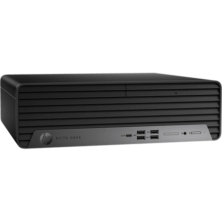 a black HP Elite Desk computer system, which is a laptop computer.
