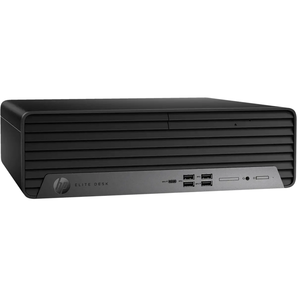 a black HP Elite Desk computer system, which is a laptop computer.