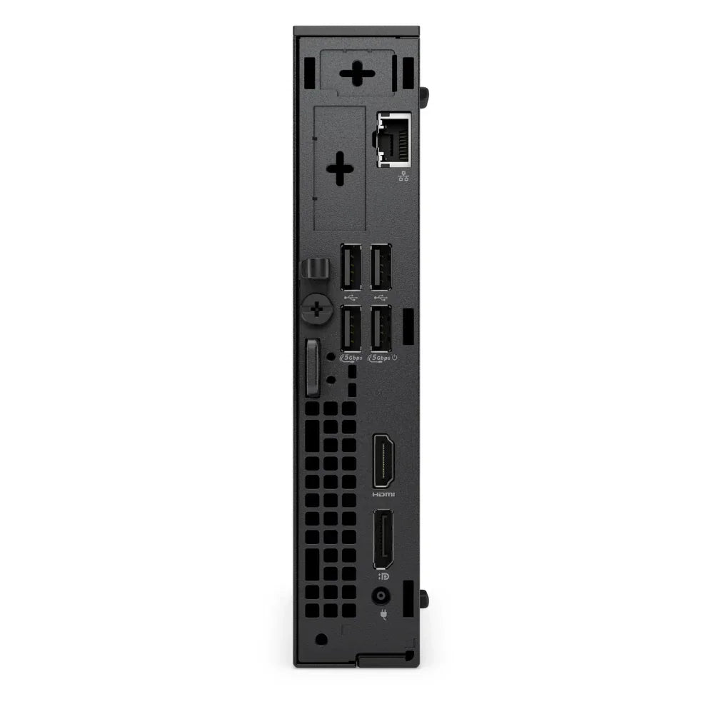 the back of a black electronic device, likely a computer or gaming console, with various ports and connections visible.