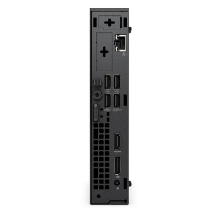 the back of a black electronic device, likely a computer or gaming console, with various ports and connections visible.