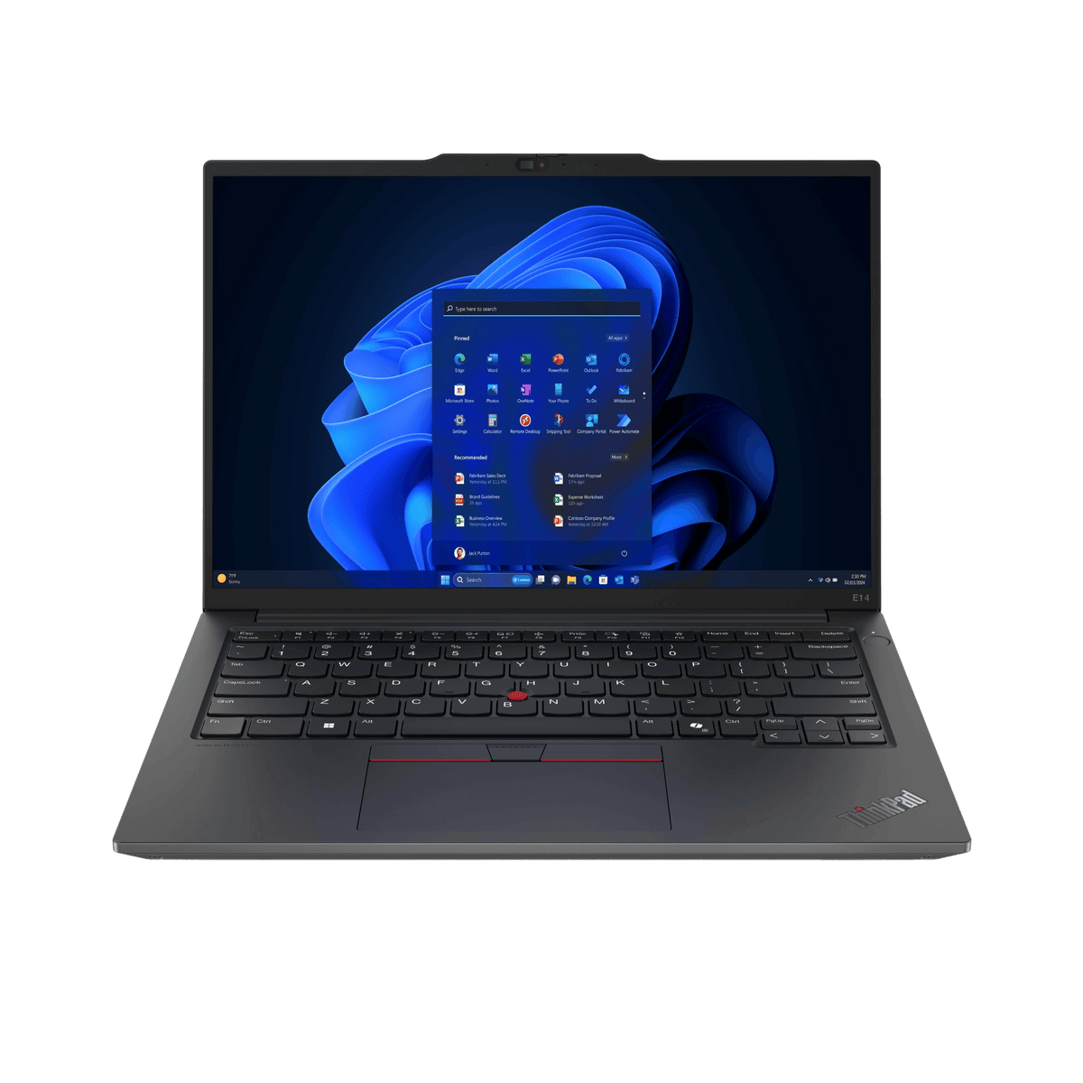 Lenovo E14 G6 laptop with Intel Core Ultra 7, 16GB RAM, 512GB SSD, running Windows 11 Pro.