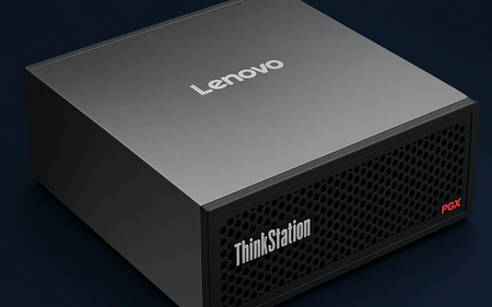 A Lenovo ThinkStation PGBX server box is shown against a dark background.