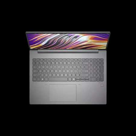 an open laptop computer with a large, colorful display screen.