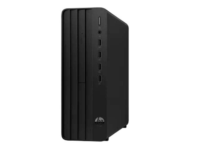 Desktop HP HPCM 280 G9 SFF with Intel Core i5-13500 in sleek black design, featuring multiple USB ports.