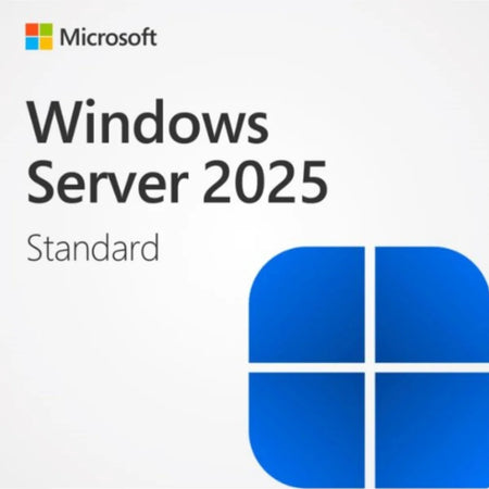The image is a Microsoft Windows Server 2025 Standard package, featuring the Microsoft logo and the text "Windows Server 2025 Standard".