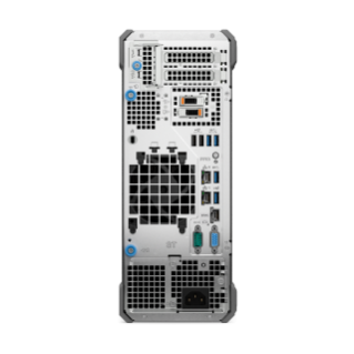 the back of a computer tower, including the central processing unit, cooling system, and various ports and connections.