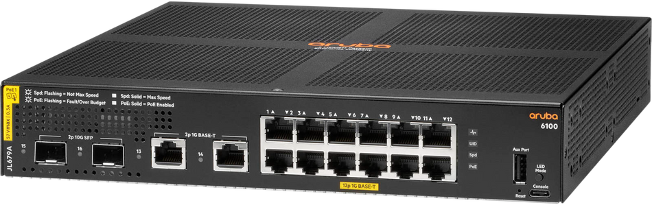 a black and orange router or switch device with multiple ports and connections, likely used for managing a network of devices.