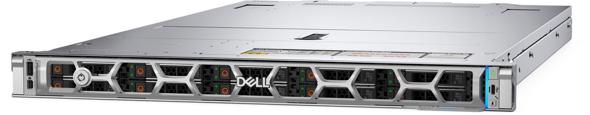 A Dell server rack with multiple cooling fans and a sleek, modern design.