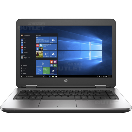 a black HP laptop with its screen displaying the Windows operating system interface.