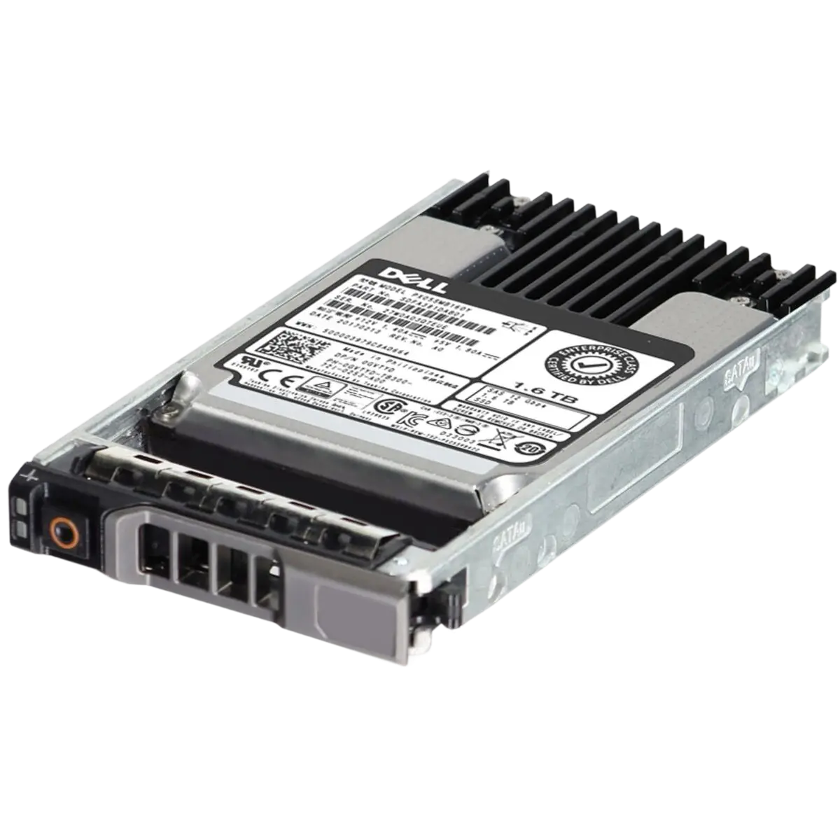 a Dell hard drive with a black and silver color scheme.