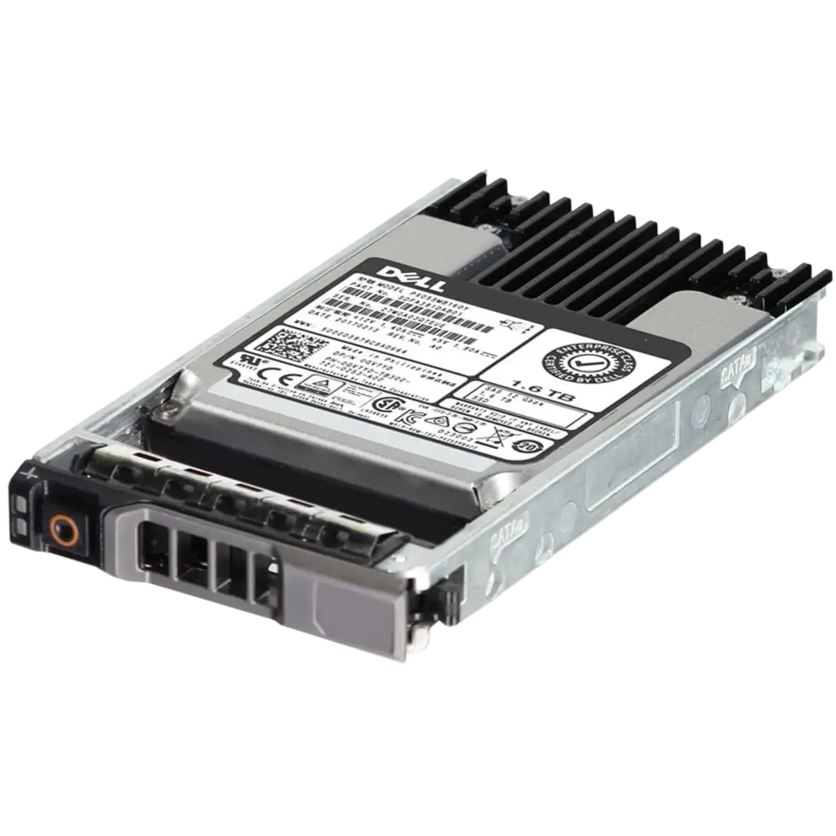 a Dell hard drive with a black and silver color scheme.